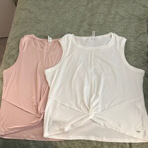 Marika Pink and White Twist Knot Tank Tops